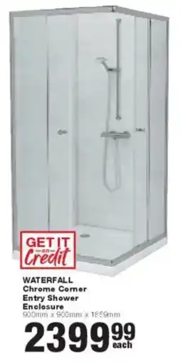 Build It Waterfall Chrome Comer Entry Shower Enclosure offer