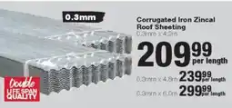 Build It Corrugated Iron Zincal Roof Sheeting offer