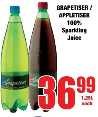 Boxer Superstores Grapetiser/ Appletiser 100% Sparkling Juice offer