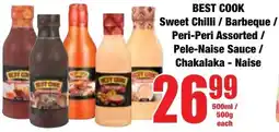Boxer Superstores BEST COOK Sweet Chilli/ Barbeque/ Peri-Peri Assorted/ Pele-Naise Sauce/ Chakalaka-Naise offer