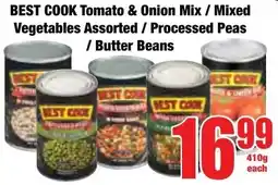 Boxer Superstores BEST COOK Tomato & Onion Mix / Mixed Vegetables Assorted/ Processed Peas/ Butter Beans offer
