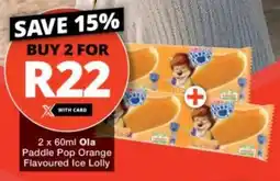 Checkers Ola Paddle Pop Orange Flavoured Ice Lolly offer