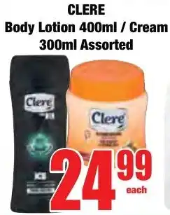 Boxer Superstores CLERE Body Lotion/ Cream Assorted offer