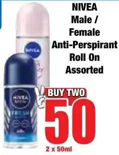 Boxer Superstores NIVEA Male/ Female Anti-Perspirant Roll On Assorted offer