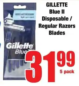 Boxer Superstores GILLETTE Blue II Disposable/ Regular Razors Blades offer