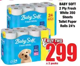 Boxer Superstores BABY SOFT 2 Ply Fresh White 350 Sheets Toilet Paper Rolls offer