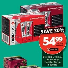 Checkers BioPlus Original/ Strawberry Booster Syrup Sachets offer