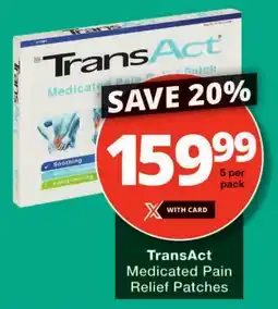 Checkers TransAct Medicated Pain Relief Patches offer
