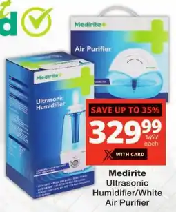 Checkers Medirite Ultrasonic Humidifier/ White Air Purifier offer