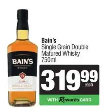 Spar Tops Bain's Single Grain Double Matured Whisky 750ml offer