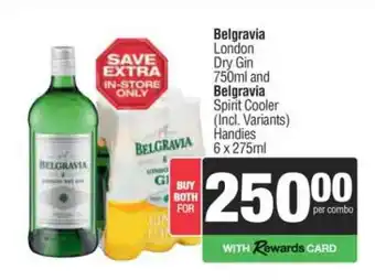 Spar Tops Belgravia London Dry Gin 750ml and Belgravia Spirit Cooler 6 x 275ml offer