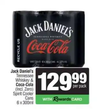 Spar Tops Jack Daniel's Tennessee Whiskey & Coca-Cola offer