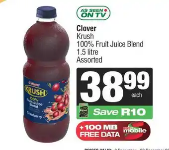 Spar Clover Krush 100 Fruit Juice Blend offer