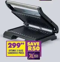 Shoprite OTTIMO 2-SLICE SANDWICH PRESS offer