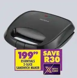Shoprite ESSENTIALS 2-SLICE SANDWICH MAKER offer