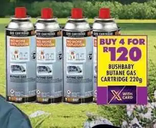 Shoprite BUSHBABY BUTANE GAS CARTRIDGE 220g offer