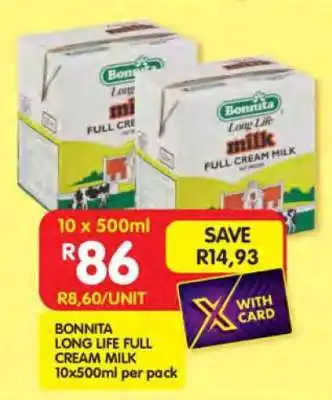 Shoprite BONNITA LONG LIFE FULL CREAM MILK offer