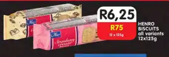 Shoprite HENRO BISCUITS all variants 12x125g offer