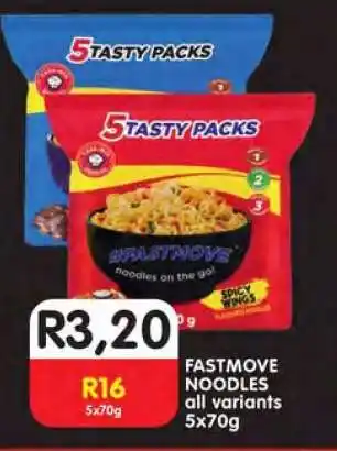 Shoprite FASTMOVE NOODLES all variants 5x70g offer
