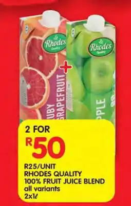 Shoprite RHODES QUALITY 100% FRUIT JUICE BLEND all variants offer