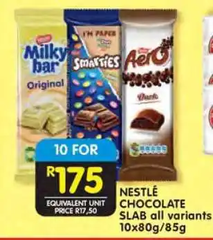 Shoprite NESTLÉ CHOCOLATE SLAB all variants 10x80g/85g offer