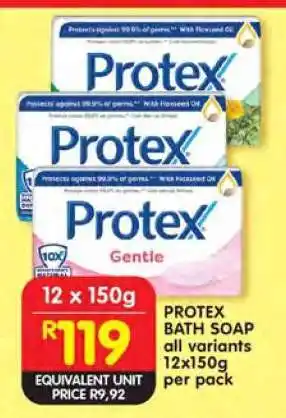 Shoprite PROTEX BATH SOAP all variants 12x150g per pack offer