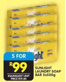 Shoprite SUNLIGHT LAUNDRY SOAP BAR 5x500g offer