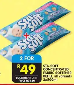 Shoprite STA-SOFT CONCENTRATED FABRIC SOFTENER REFILL all variants 2x500ml offer