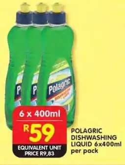 Shoprite POLAGRIC DISHWASHING LIQUID 6x400ml per pack offer