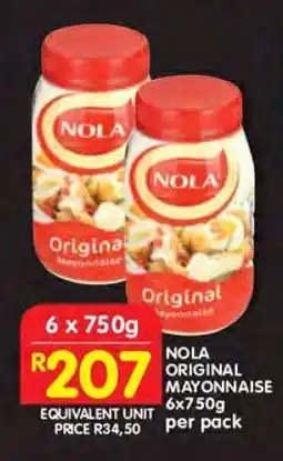 Shoprite NOLA ORIGINAL MAYONNAISE 6x750g offer