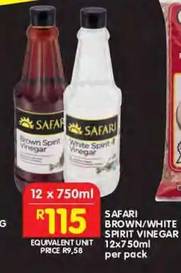 Shoprite SAFARI BROWN/WHITE SPIRIT VINEGAR 12x750ml per pack offer