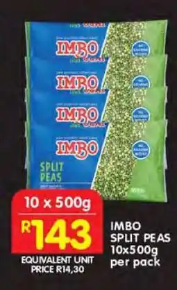 Shoprite IMBO SPLIT PEAS 10x500g offer