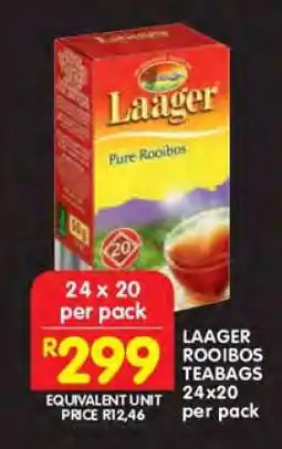 Shoprite LAAGER ROOIBOS TEABAGS 24x20 per pack offer