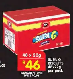 Shoprite SUPA G BISCUITS 48x22g per pack offer