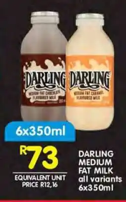 Shoprite DARLING MEDIUM FAT MILK all variants 6x350ml offer