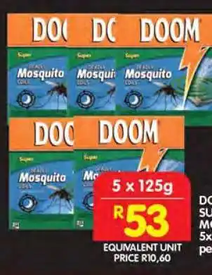 Shoprite DOOM SUPER DEADLY MOSQUITO COILS 5x125g offer