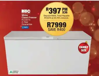 OK Furniture KIC White Chest Freezer KCG575 offer