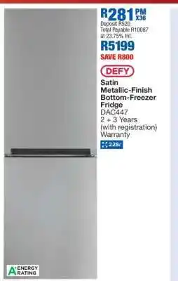 OK Furniture Defy Satin Metallic-Finish Bottom-Freezer Fridge DAC447 offer