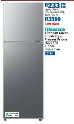 OK Furniture Hisense Titanium Silver-Finish Top-Freezer Fridge H225TTS offer