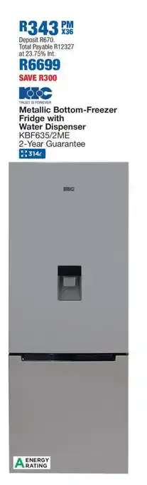 OK Furniture KIC Metallic Bottom-Freezer Fridge offer