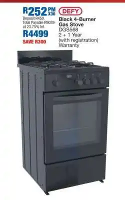 OK Furniture Defy Black 4-Burner Gas Stove offer