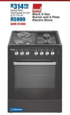 OK Furniture Black 2-Gas Burner and 2-Plate Electric Stove offer