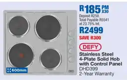 OK Furniture DEFY Stainless Steel 4-Plate Solid Hob with Control Panel offer