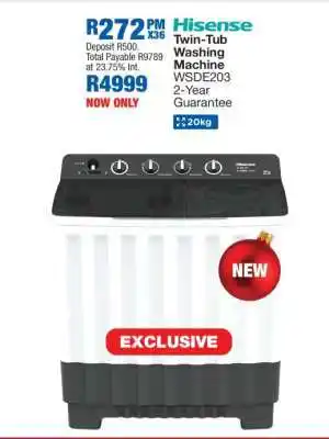 OK Furniture Hisense Twin-Tub Washing Machine WSDE203 offer
