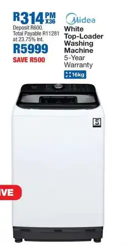 OK Furniture Midea White Top-Loader Washing Machine offer