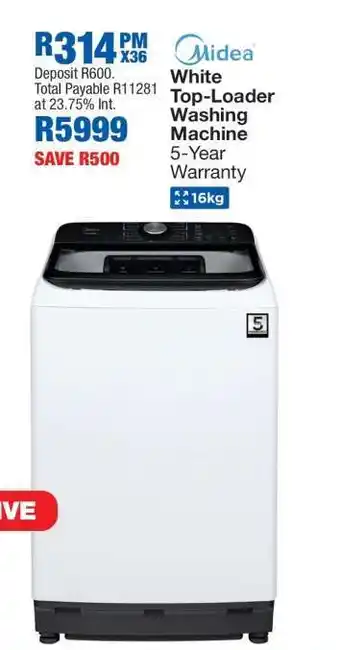 OK Furniture Midea White Top-Loader Washing Machine offer