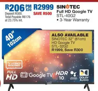 OK Furniture SINOTEC Full HD Google TV STL-40G2 offer