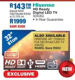 OK Furniture Hisense HD Ready Digital LED TV 32A3Q offer
