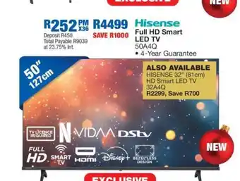 OK Furniture Hisense Full HD Smart LED TV 50A4Q offer