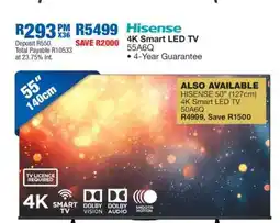 OK Furniture Hisense 4K Smart LED TV 55A6Q offer